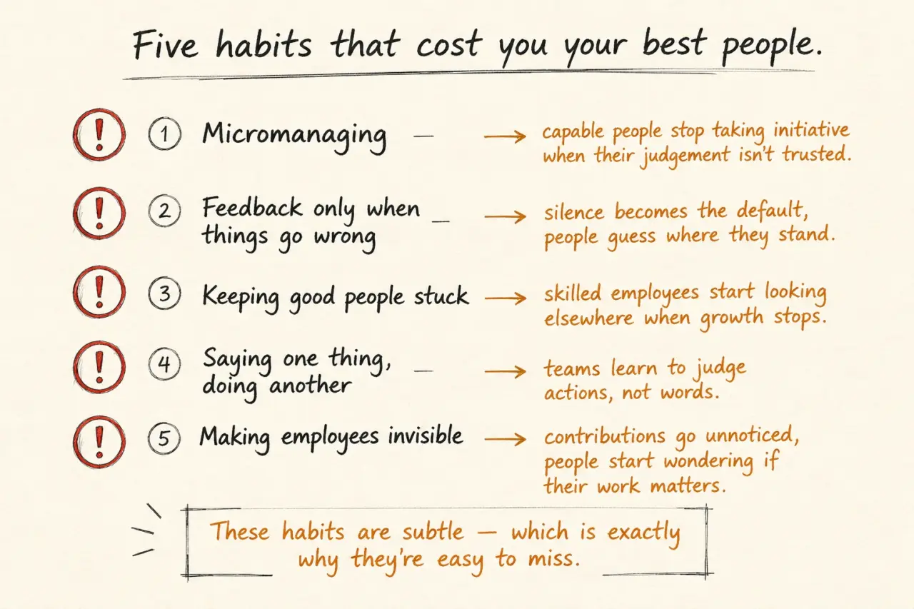 Five Leadership Behaviours That Drive Talent Out